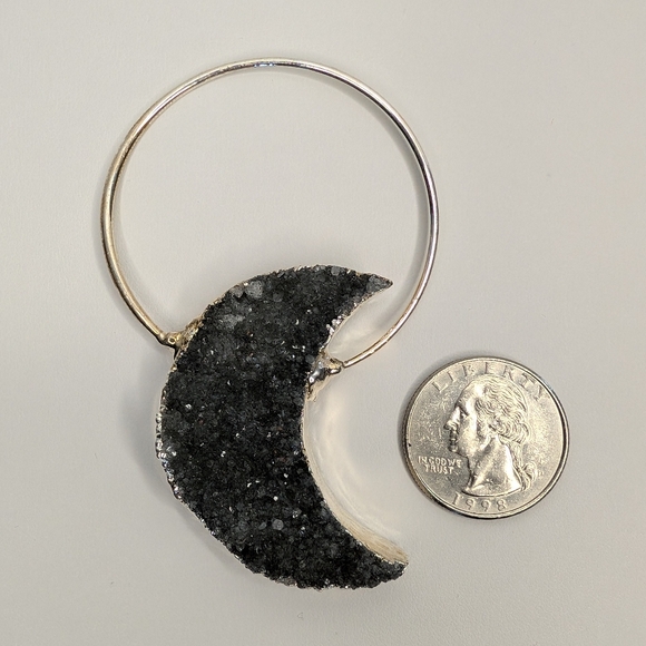 Amethyst Druzy Moon Pendant - Picture 3 of 6